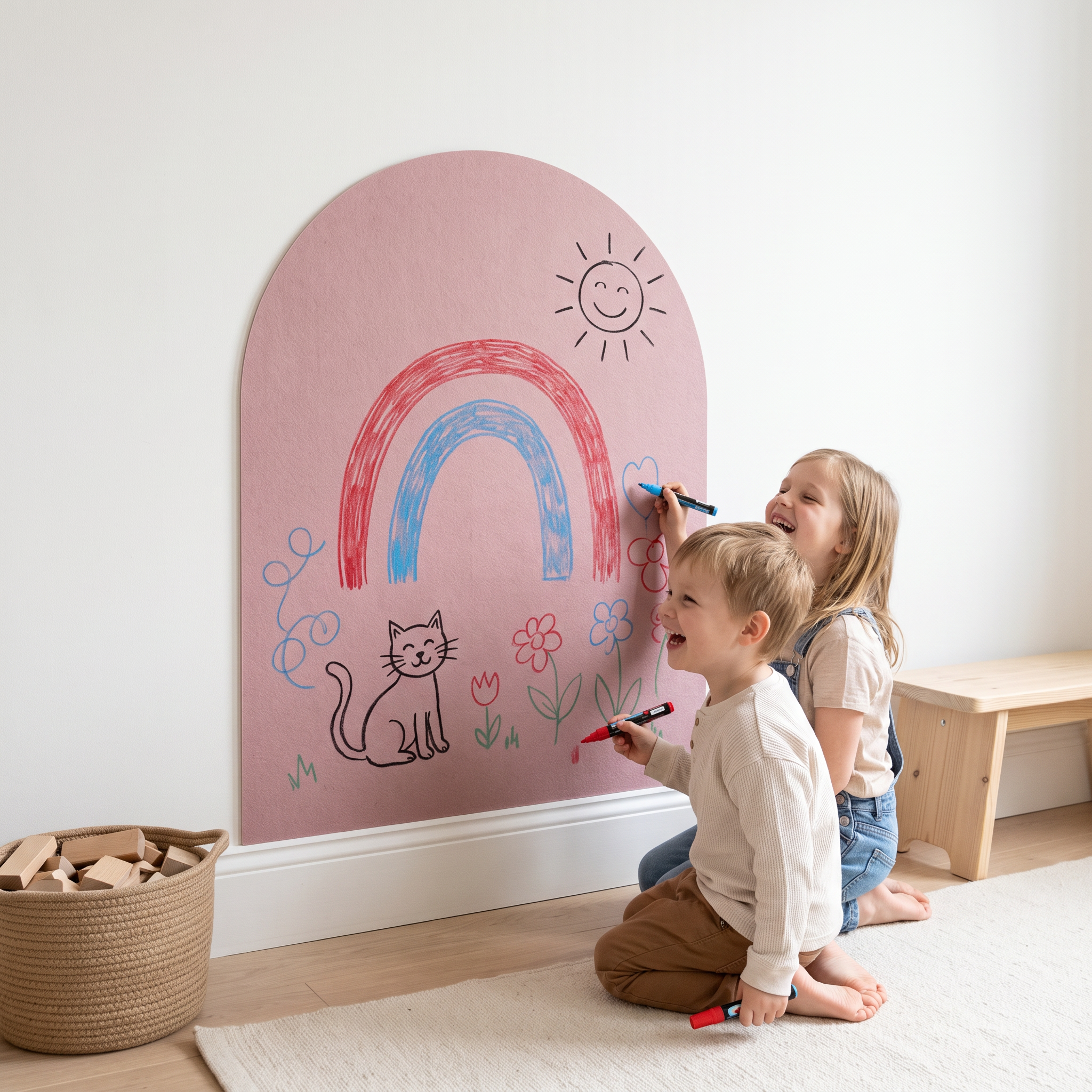 Arche Magnétique Décorative rose avec dessins d'enfant